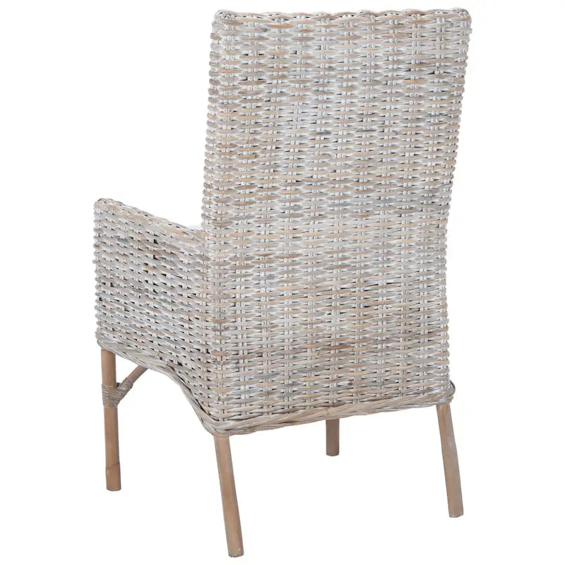 Fauteuil d'appoint SAFAVIEH Winnifred en rotin style côtier avec coussin - 47 cm (L) x 58 cm (l) x 97 cm (H) - 48 cm (L) x 58 cm (P) x 97 cm (H)