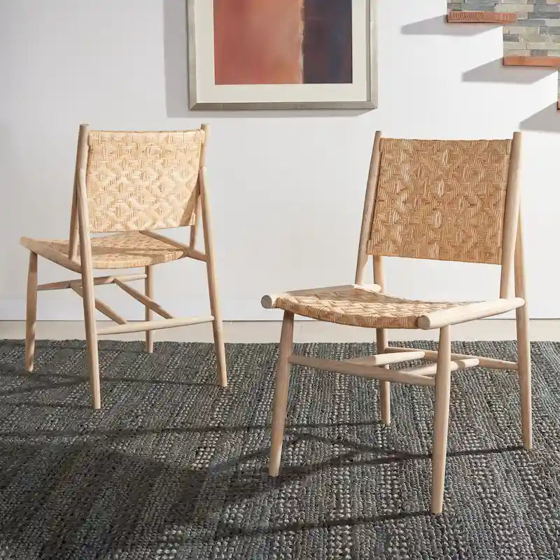 Chaises de salle à manger SAFAVIEH Nadine en rotin style côtier (lot de 2) - 63 x 50 cm (L) x 40 cm (H) - 64 x 51 x 89 cm (l)