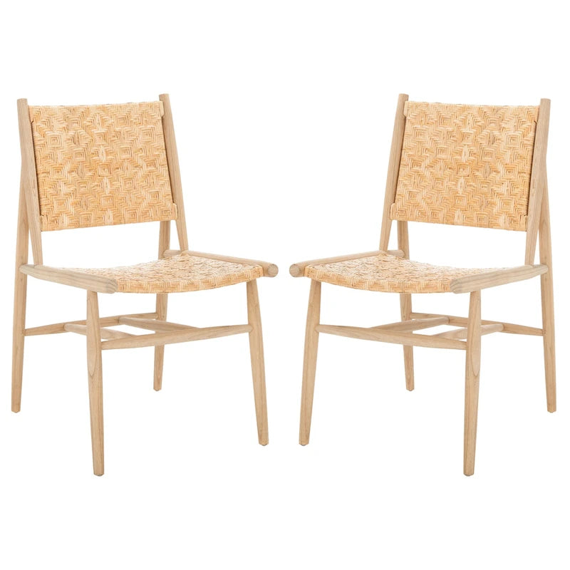 Chaises de salle à manger SAFAVIEH Nadine en rotin style côtier (lot de 2) - 63 x 50 cm (L) x 40 cm (H) - 64 x 51 x 89 cm (l)