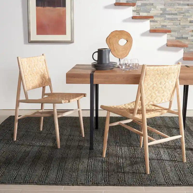Chaises de salle à manger SAFAVIEH Nadine en rotin style côtier (lot de 2) - 63 x 50 cm (L) x 40 cm (H) - 64 x 51 x 89 cm (l)