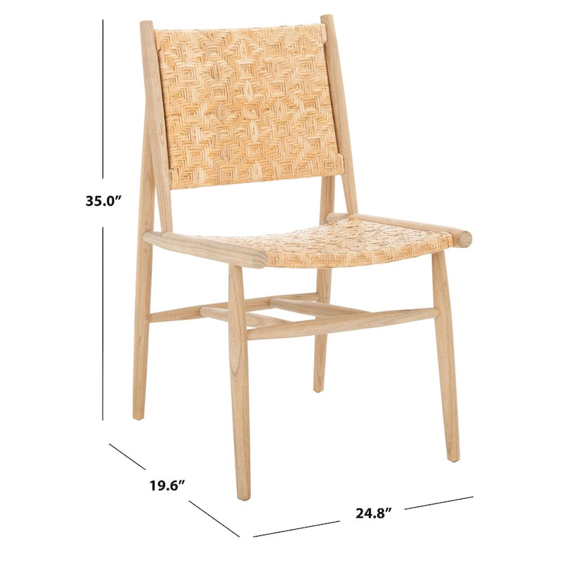 Chaises de salle à manger SAFAVIEH Nadine en rotin style côtier (lot de 2) - 63 x 50 cm (L) x 40 cm (H) - 64 x 51 x 89 cm (l)