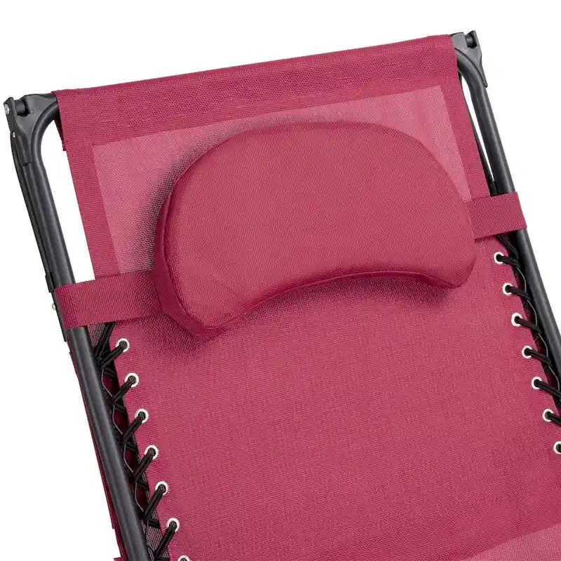 Fauteuil inclinable portable avec pare-soleil, porte-gobelet et design pliable - Rouge foncé