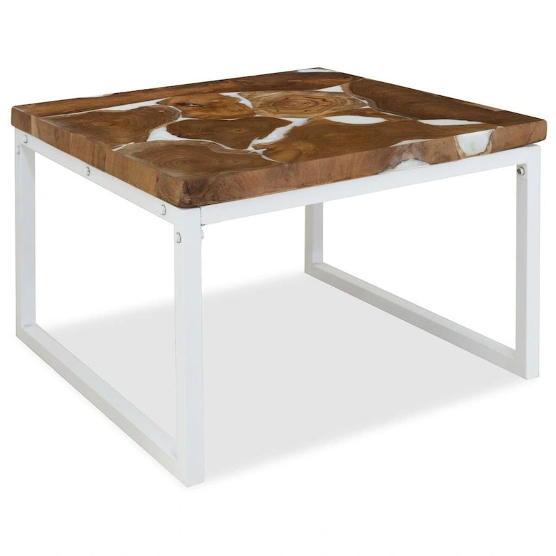 table basse vidaXL, table d'appoint, meuble de salon en résine teck - 23,6 x 23,6 x 15,7 (L x l x H)