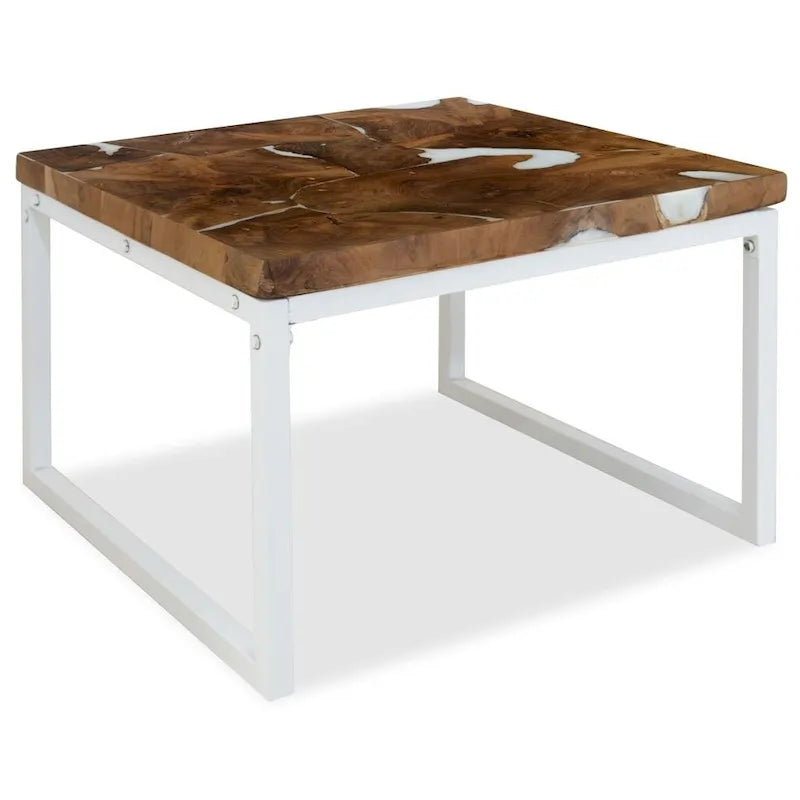 table basse vidaXL, table d'appoint, meuble de salon en résine teck - 23,6 x 23,6 x 15,7 (L x l x H)