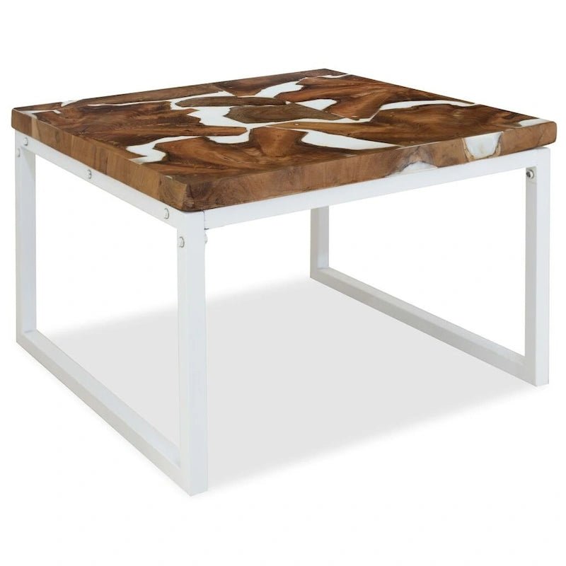 table basse vidaXL, table d'appoint, meuble de salon en résine teck - 23,6 x 23,6 x 15,7 (L x l x H)