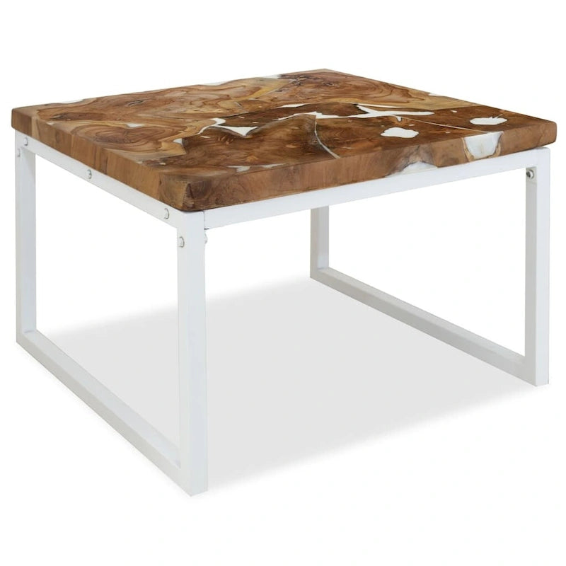 table basse vidaXL, table d'appoint, meuble de salon en résine teck - 23,6 x 23,6 x 15,7 (L x l x H)
