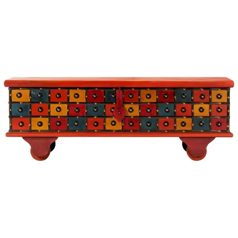 Boîte de rangement vidaXL rouge 43,3 x 15,7 x 15,7 cm en bois d'acacia massif