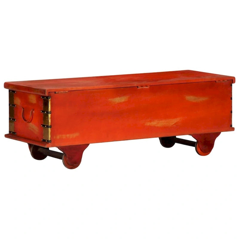 Boîte de rangement vidaXL rouge 43,3 x 15,7 x 15,7 cm en bois d'acacia massif
