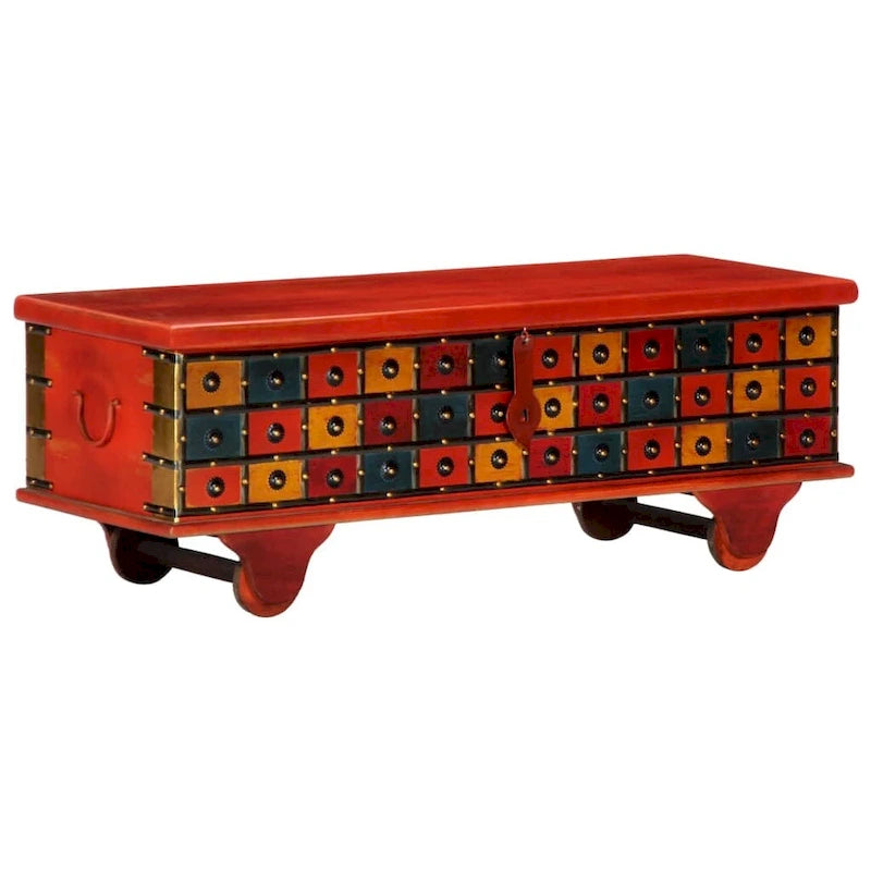 Boîte de rangement vidaXL rouge 43,3 x 15,7 x 15,7 cm en bois d'acacia massif