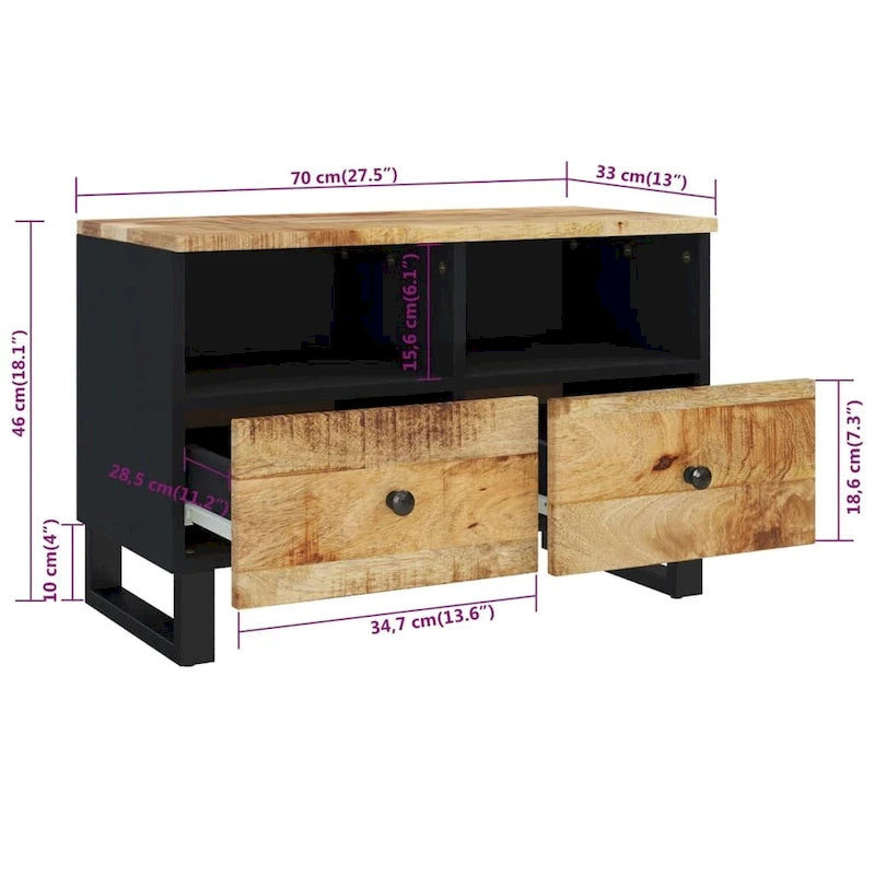 Meuble TV vidaXL 27,6 x 13 x 18,1 cm en bois massif de manguier