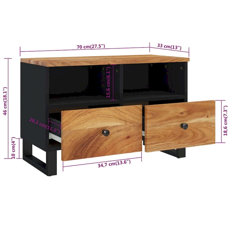 Meuble TV vidaXL 27,6 x 13 x 18,1 cm en bois massif de manguier