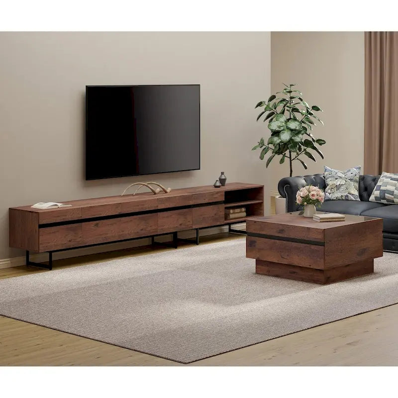 Ensemble meuble TV et table basse WAMPAT moderne (2 pièces)