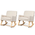 Gymax Ensemble de 2 fauteuils lounge rembourrés en tissu style milieu du siècle