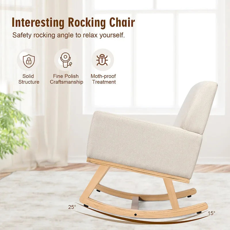 Gymax Ensemble de 2 fauteuils lounge rembourrés en tissu style milieu du siècle