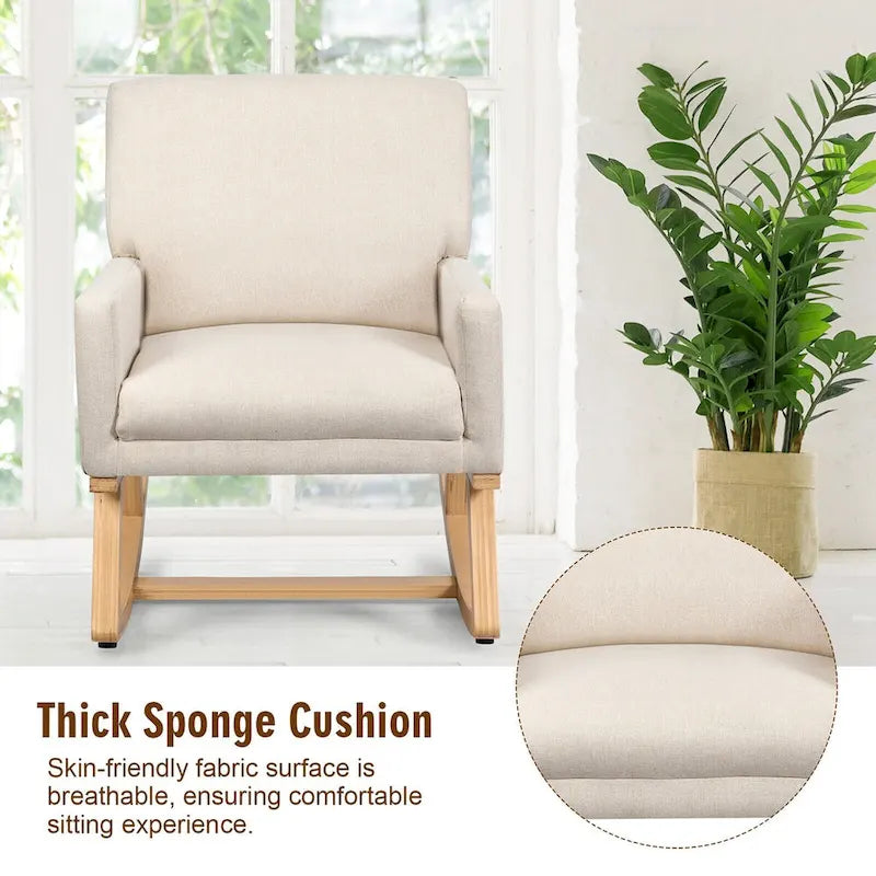 Gymax Ensemble de 2 fauteuils lounge rembourrés en tissu style milieu du siècle