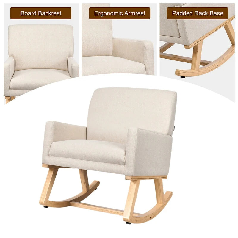 Gymax Ensemble de 2 fauteuils lounge rembourrés en tissu style milieu du siècle