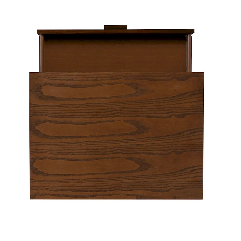 Table de chevet marron à un tiroir avec poignées en bronze (27 pouces)