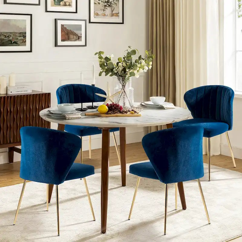 Ensemble de 4 chaises d'appoint Barbara avec piètement en métal par HULALA HOME