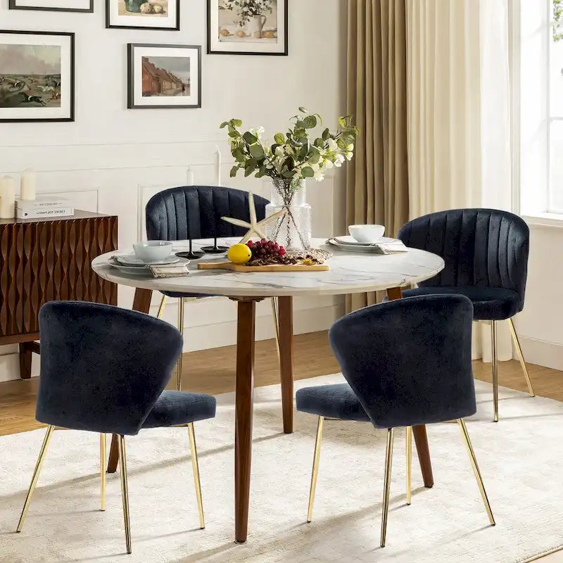 Ensemble de 4 chaises d'appoint Barbara avec piètement en métal par HULALA HOME