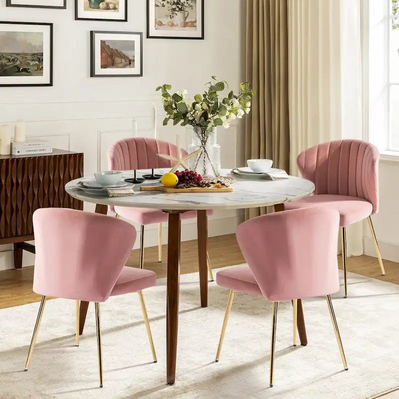 Ensemble de 4 chaises d'appoint Barbara avec piètement en métal par HULALA HOME