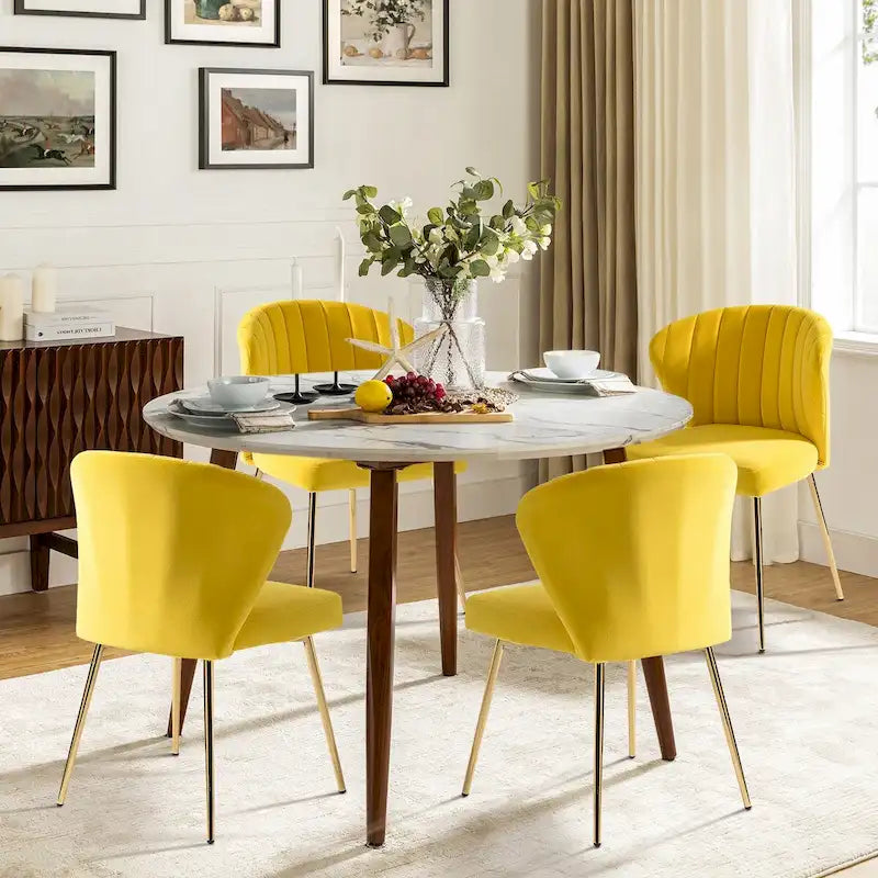 Ensemble de 4 chaises d'appoint Barbara avec piètement en métal par HULALA HOME
