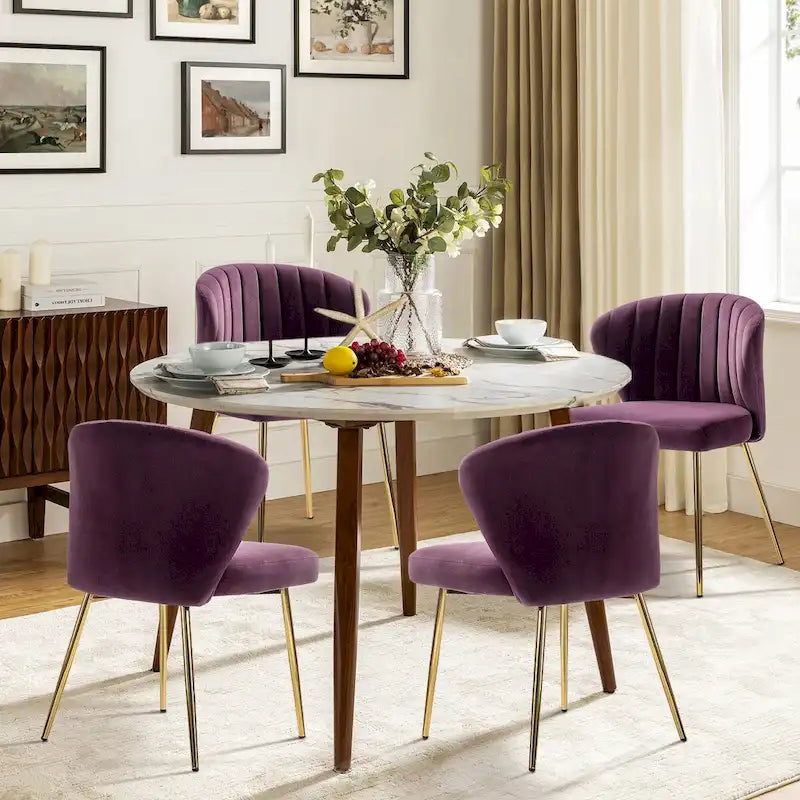 Ensemble de 4 chaises d'appoint Barbara avec piètement en métal par HULALA HOME