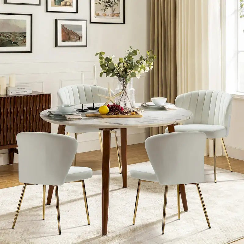 Ensemble de 4 chaises d'appoint Barbara avec piètement en métal par HULALA HOME
