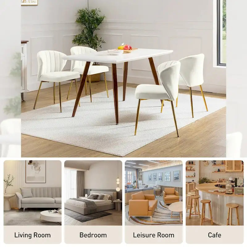 Ensemble de 4 chaises d'appoint Barbara avec piètement en métal par HULALA HOME