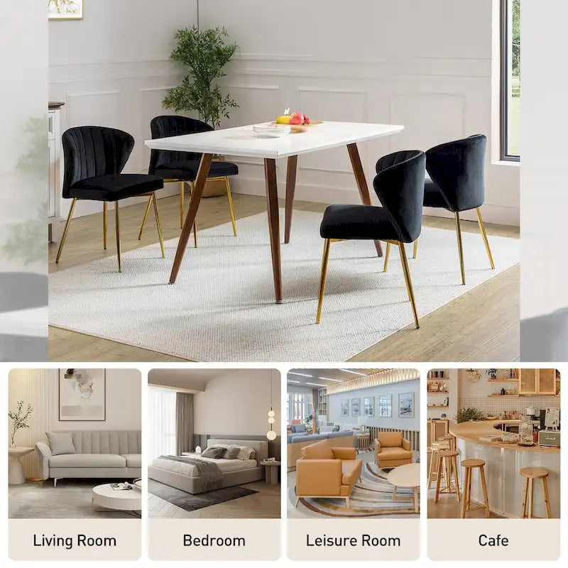 Ensemble de 4 chaises d'appoint Barbara avec piètement en métal par HULALA HOME