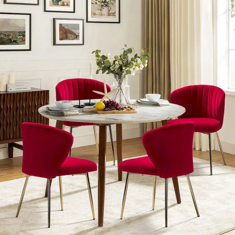 Ensemble de 4 chaises d'appoint Barbara avec piètement en métal par HULALA HOME