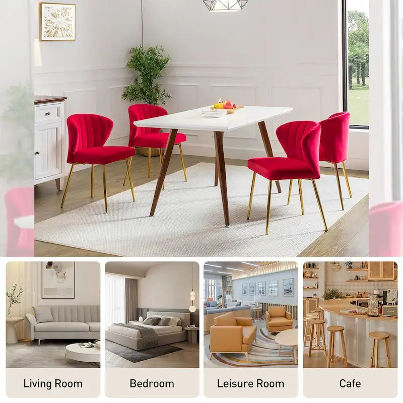 Ensemble de 4 chaises d'appoint Barbara avec piètement en métal par HULALA HOME