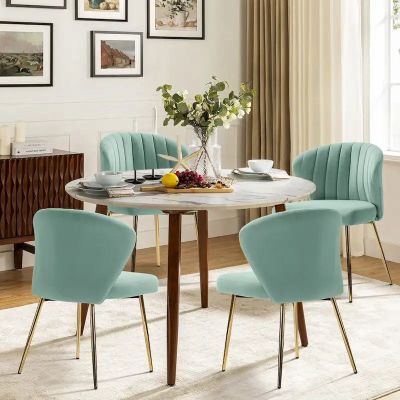 Ensemble de 4 chaises d'appoint Barbara avec piètement en métal par HULALA HOME