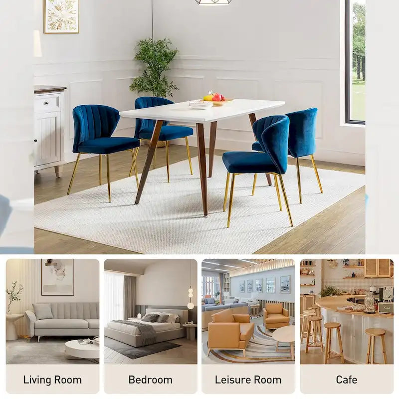 Ensemble de 4 chaises d'appoint Barbara avec piètement en métal par HULALA HOME