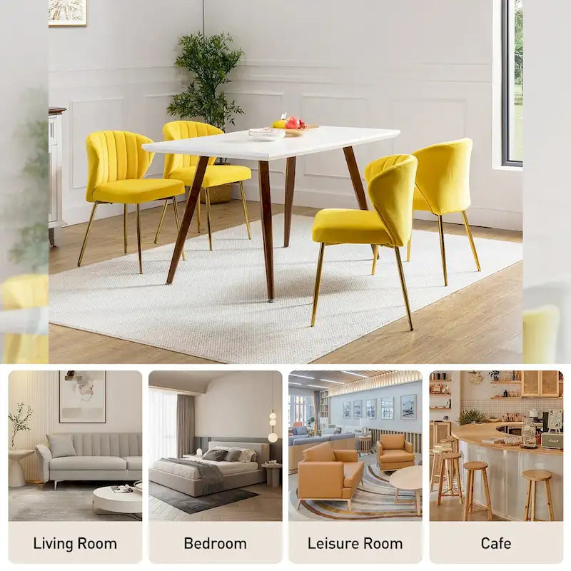 Ensemble de 4 chaises d'appoint Barbara avec piètement en métal par HULALA HOME