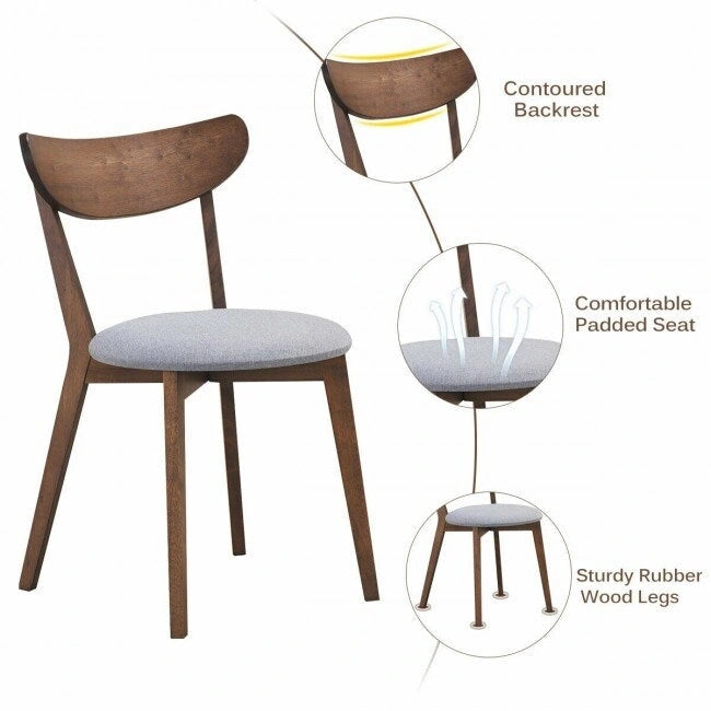 Ensemble de 2 chaises de salle à manger rembourrées avec dossier incurvé - 18 x 23 x 32 (L x l x H)