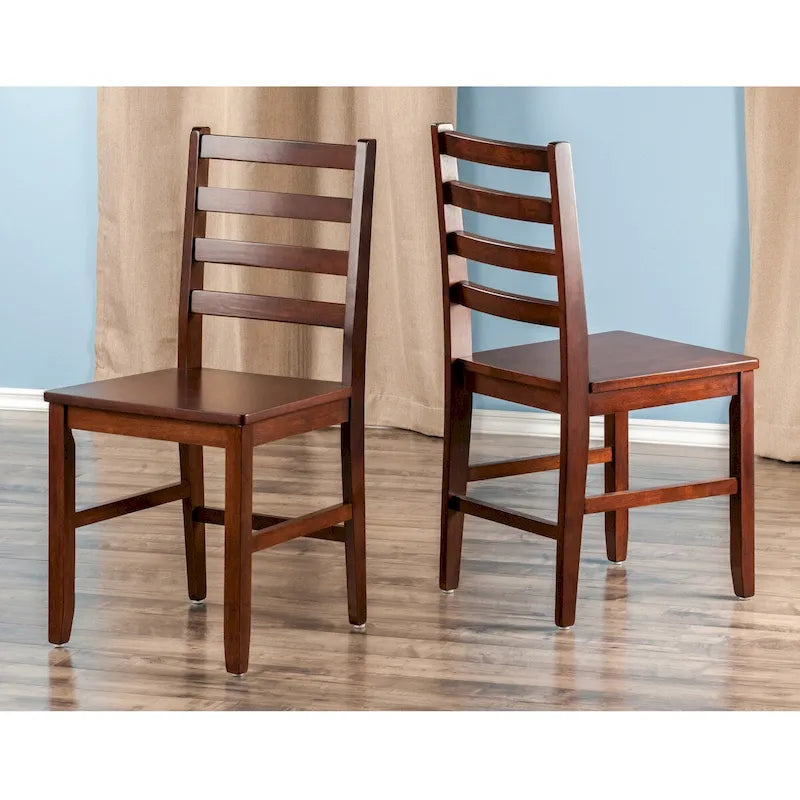 Ensemble de 2 chaises à dossier échelle, noyer - 42 x 47 x 88 cm