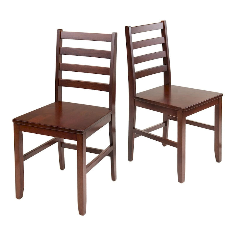 Ensemble de 2 chaises à dossier échelle, noyer - 42 x 47 x 88 cm