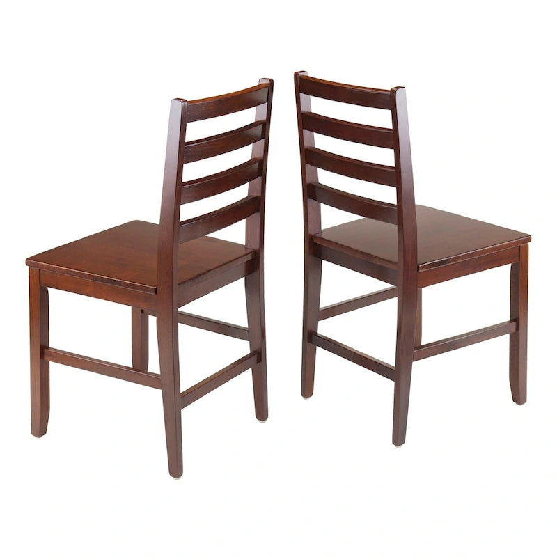 Ensemble de 2 chaises à dossier échelle, noyer - 42 x 47 x 88 cm