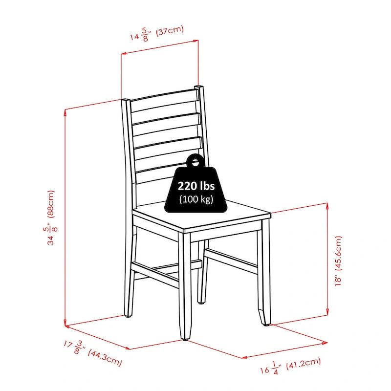 Ensemble de 2 chaises à dossier échelle, noyer - 42 x 47 x 88 cm
