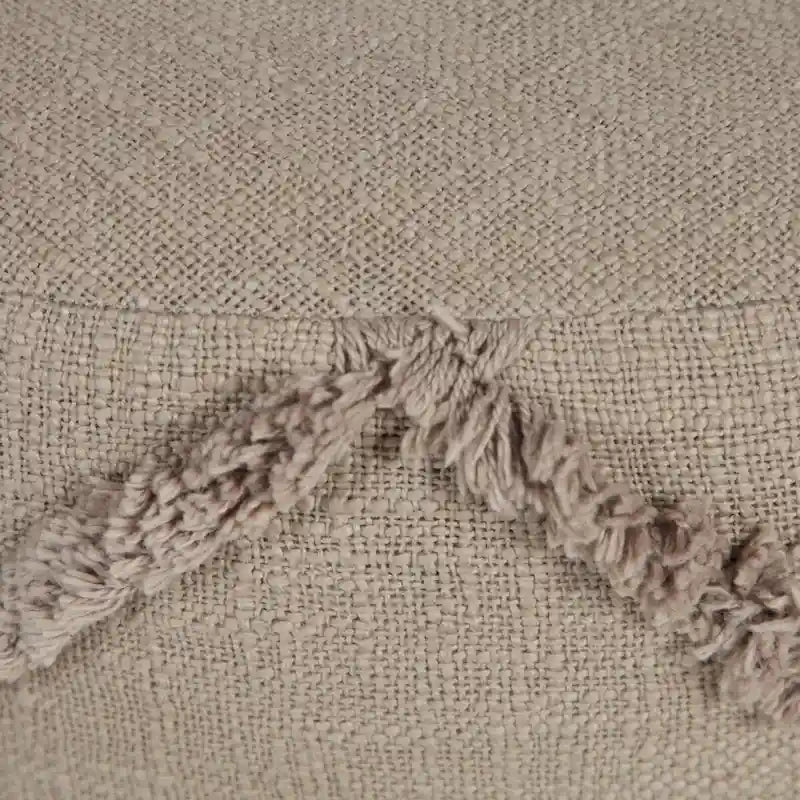 Pouf ottoman rond à motif losanges, texture unie marron, 18 pouces