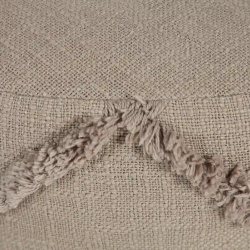 Pouf ottoman rond à motif losanges, texture unie marron, 18 pouces