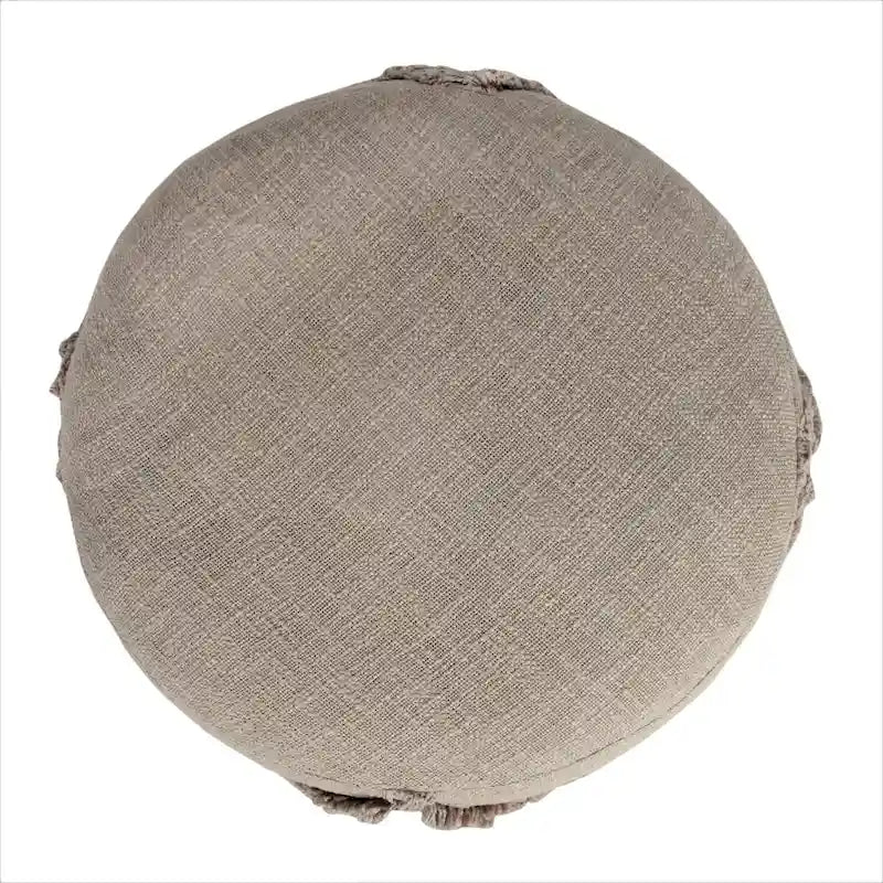 Pouf ottoman rond à motif losanges, texture unie marron, 18 pouces