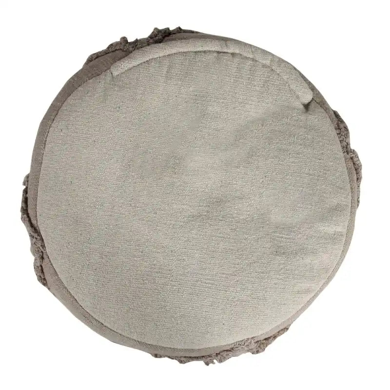 Pouf ottoman rond à motif losanges, texture unie marron, 18 pouces