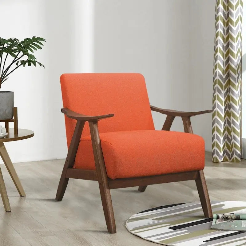 Fauteuil d'appoint en tissu avec accoudoirs incurvés, orange - 80 cm (H) x 81 cm (l) x 72 cm (P)