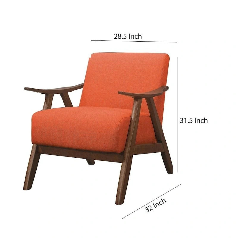 Fauteuil d'appoint en tissu avec accoudoirs incurvés, orange - 80 cm (H) x 81 cm (l) x 72 cm (P)