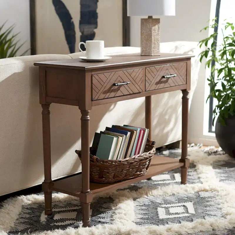 Console SAFAVIEH Eryka à 2 tiroirs - 35,5 cm L x 13 cm l x 29,5 cm H - 36 cm L x 13 cm P x 30 cm H