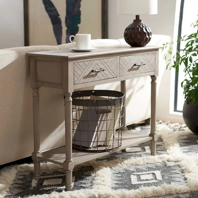 Console SAFAVIEH Eryka à 2 tiroirs - 35,5 cm L x 13 cm l x 29,5 cm H - 36 cm L x 13 cm P x 30 cm H