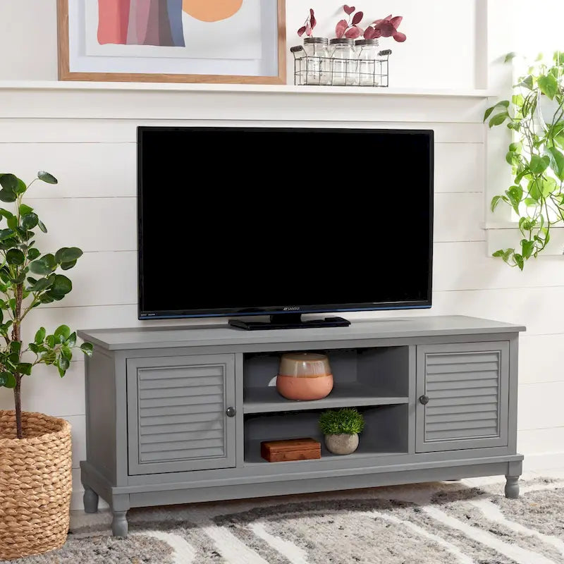 Meuble TV SAFAVIEH Caitlyn à 2 portes et 1 étagère - 119 cm L x 41 cm P x 51 cm H