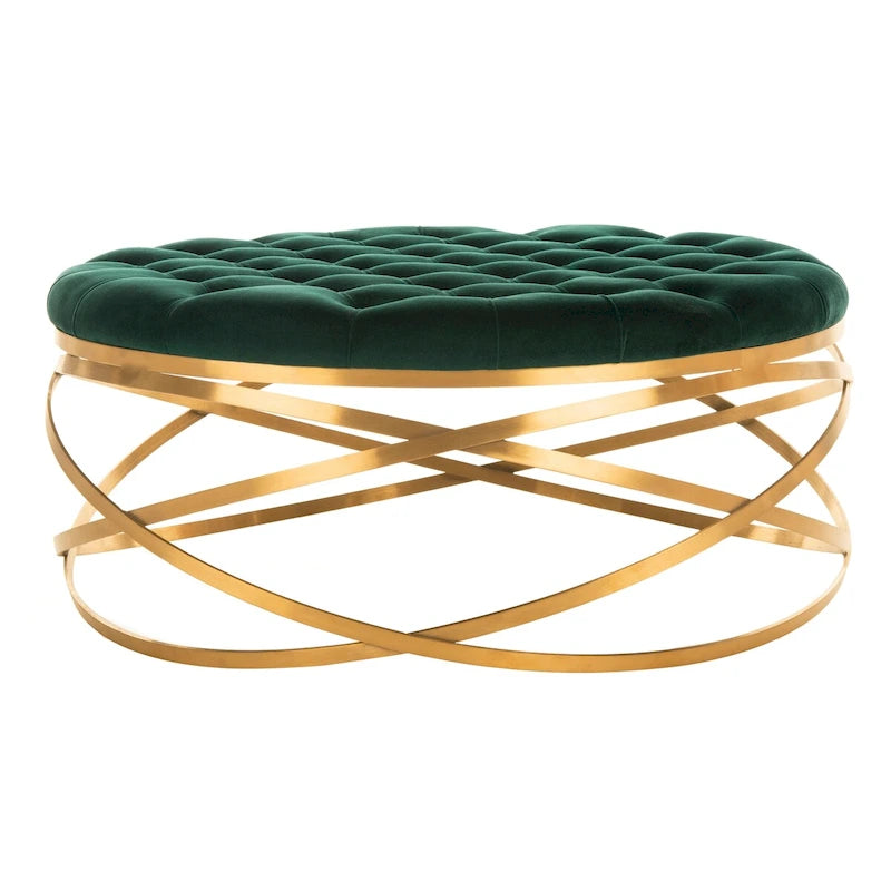 Pouf en velours capitonné Betta de SAFAVIEH Couture