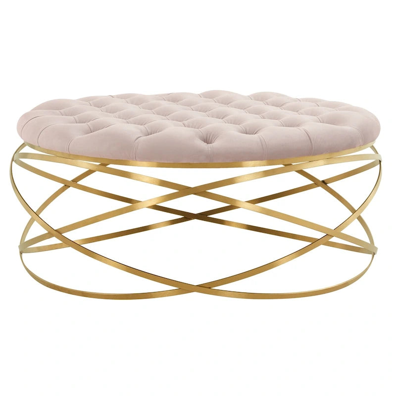 Pouf en velours capitonné Betta de SAFAVIEH Couture
